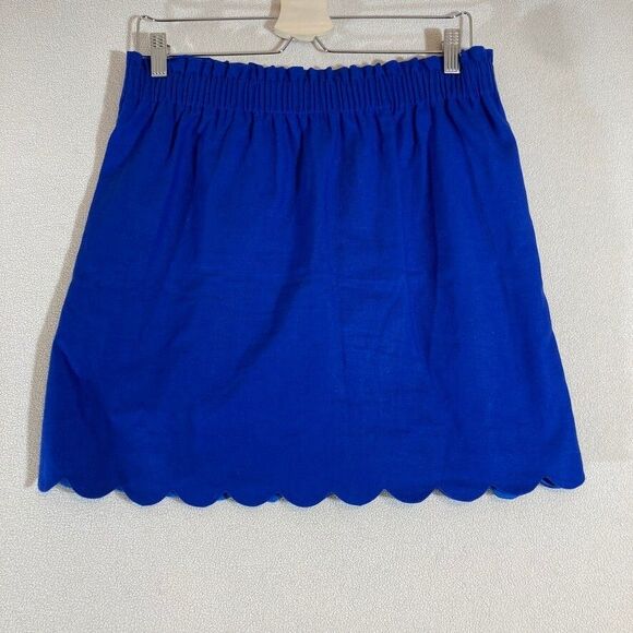 J Crew Skirt Sz 8 Cobalt Blue Linen Elastic Waist Pockets Lined Resort Wear - Picture 5 of 9
